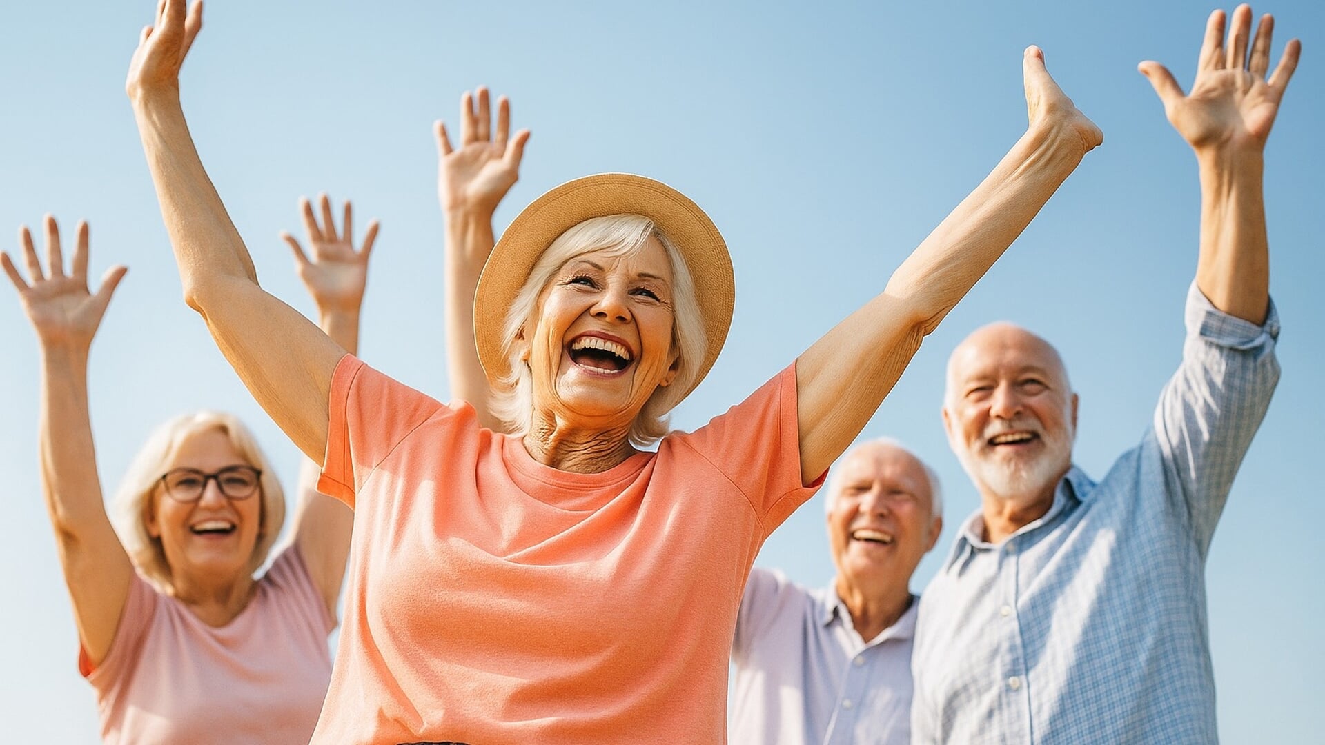 vitale senioren wandelen en lachen buiten